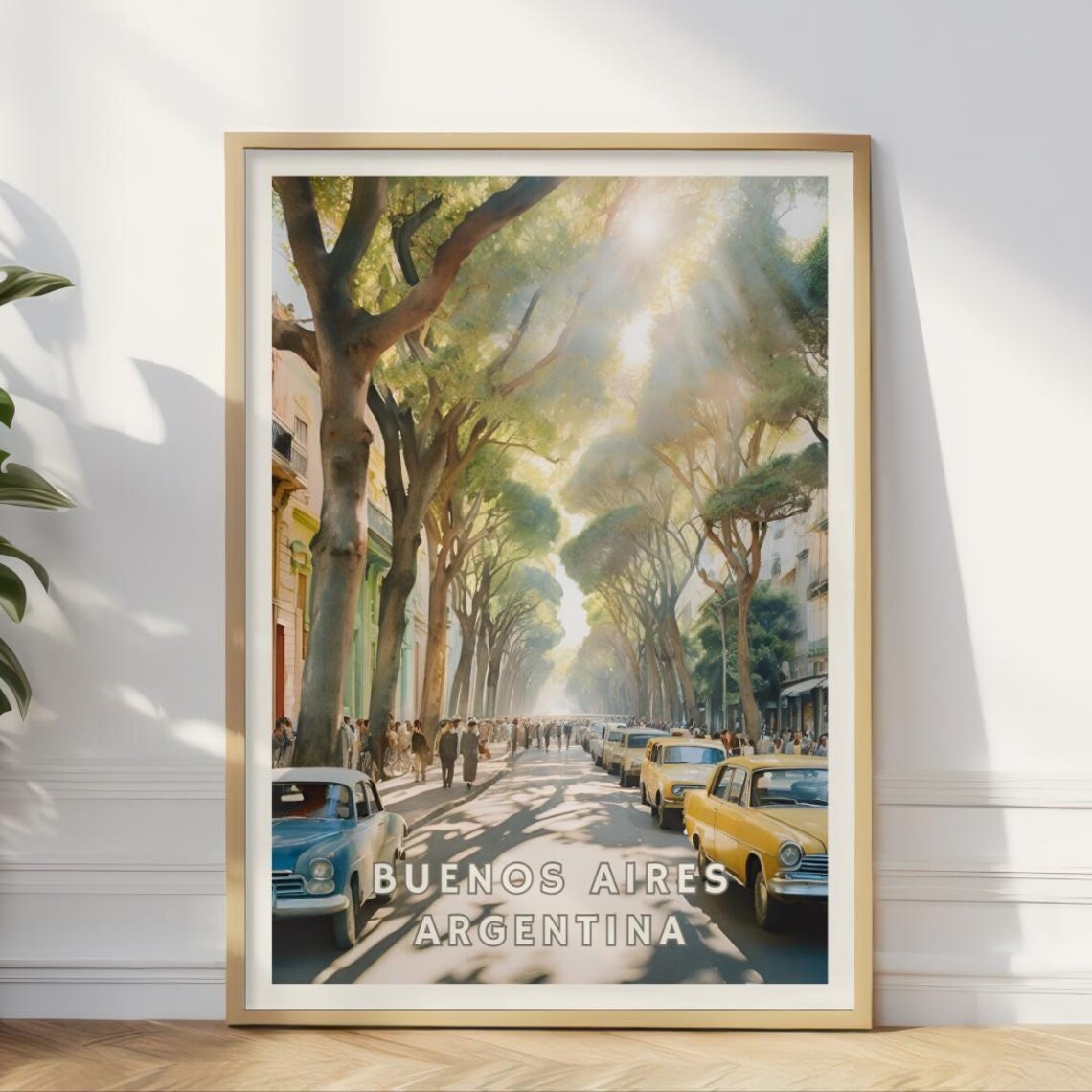 Buenos Aires Argentina Vintage Street Scene Travel Poster