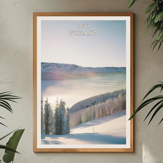 Levi Finland Poster Arctic Winter Wonderland Wall Art Snowy Lapland Landscape Print Nordic Nature Decor Scandinavian Travel Artwork