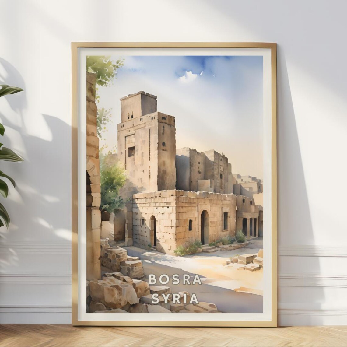 Bosra Syria Travel Poster, Ancient Cityscape