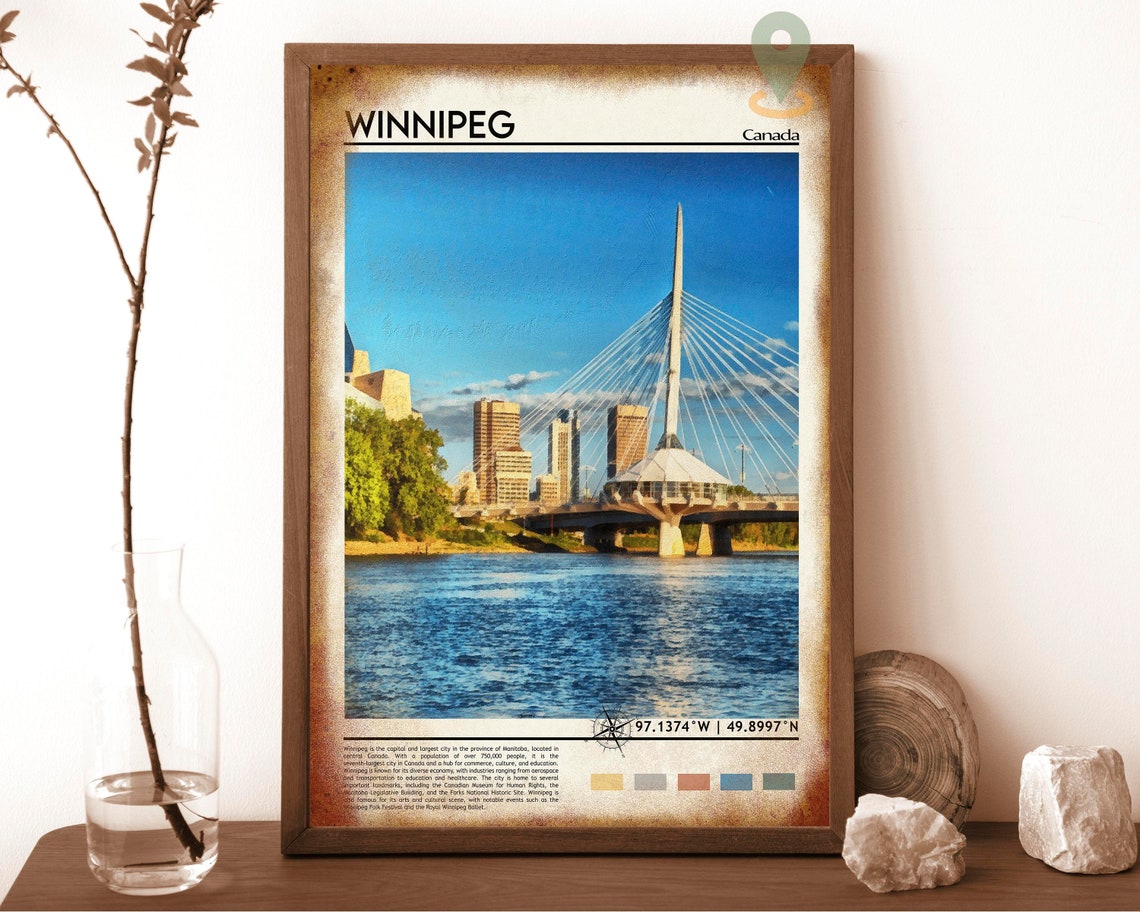 Winnipeg Canada Esplanade Riel Bridge Skyline Photo Travel Art Poster - Image 6