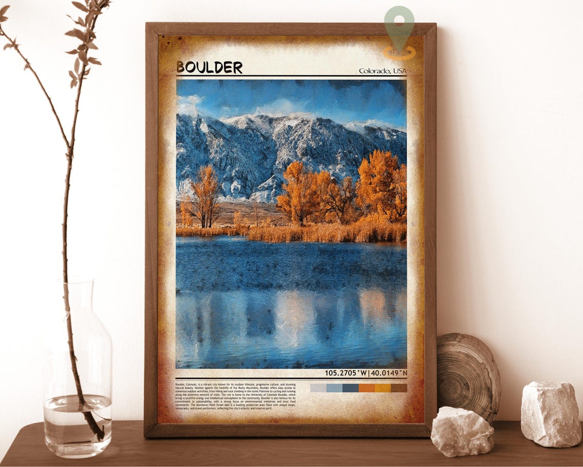 Boulder Colorado Snowy Mountain Lake Autumn Reflection Poster - Image 6