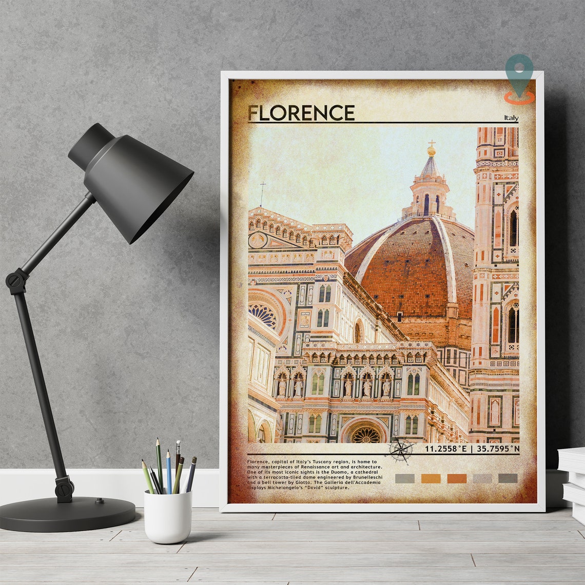 Florence Italy Duomo Brunelleschi Dome Travel Poster Renaissance - Image 5
