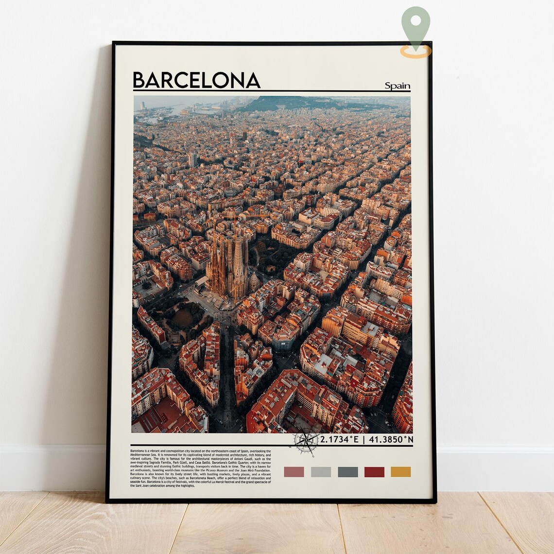 Barcelona Spain Aerial View Sagrada Familia Cityscape Travel Poster - Image 5