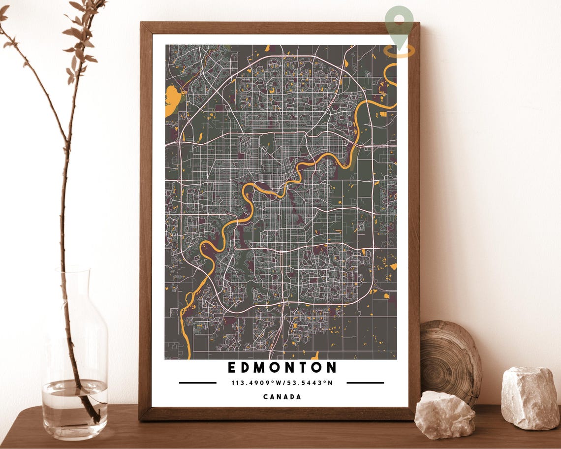 Edmonton Canada Blush Pink Winding River City Map Art Poster - Image 4