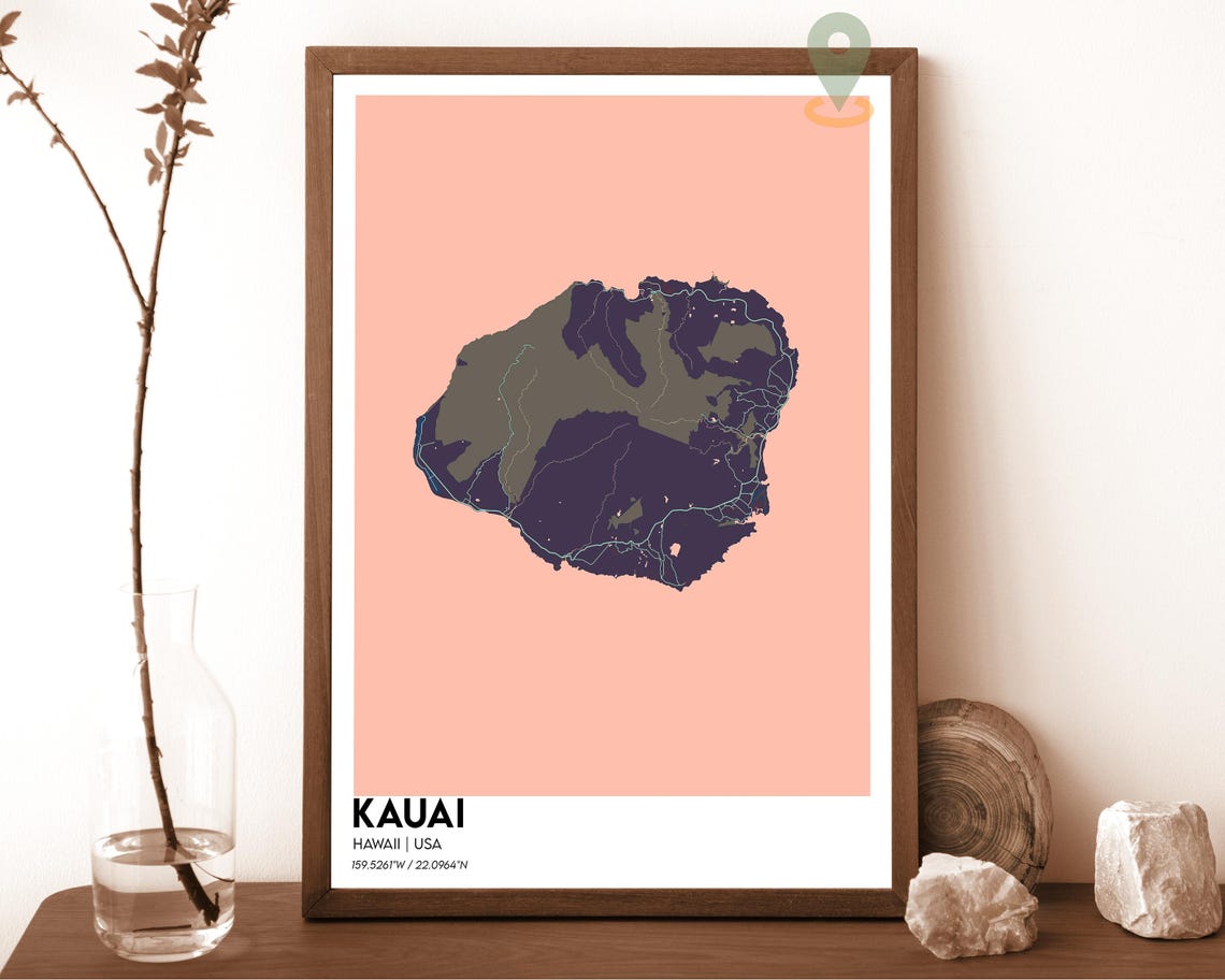 Kauai Map Kauai Map Print Kauai Wall Art Kauai Travel Poster Kauai Poster Kauai Photo Kauai City Map Kauai Hawaii Poster - Image 4