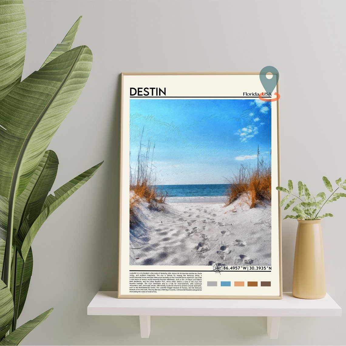 Destin Florida USA White Sand Beach Dunes and Sea Oats Poster - Image 3