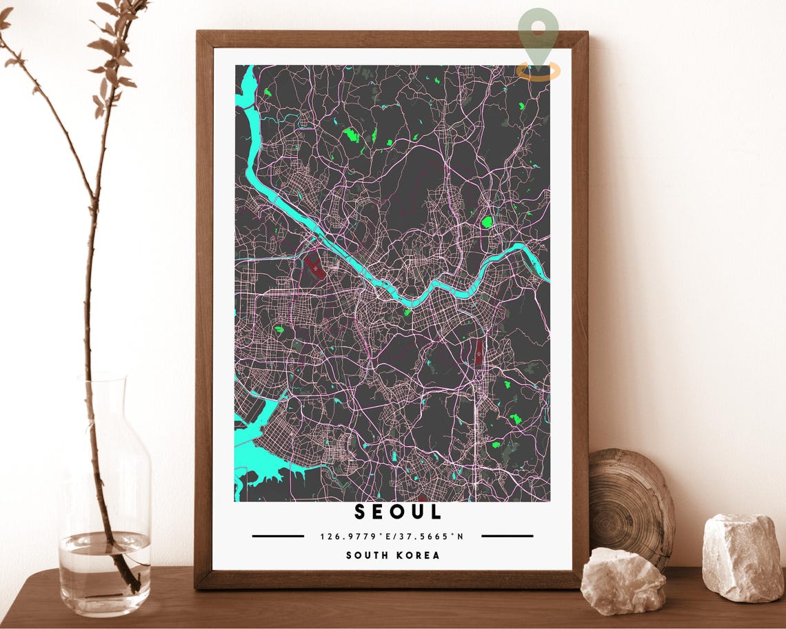 Seoul Map Seoul Map Print Seoul Personalized Map Seoul Wall Art Seoul Travel Poster Seoul Poster Seoul Photo Seoul South Korea Poster - Image 4