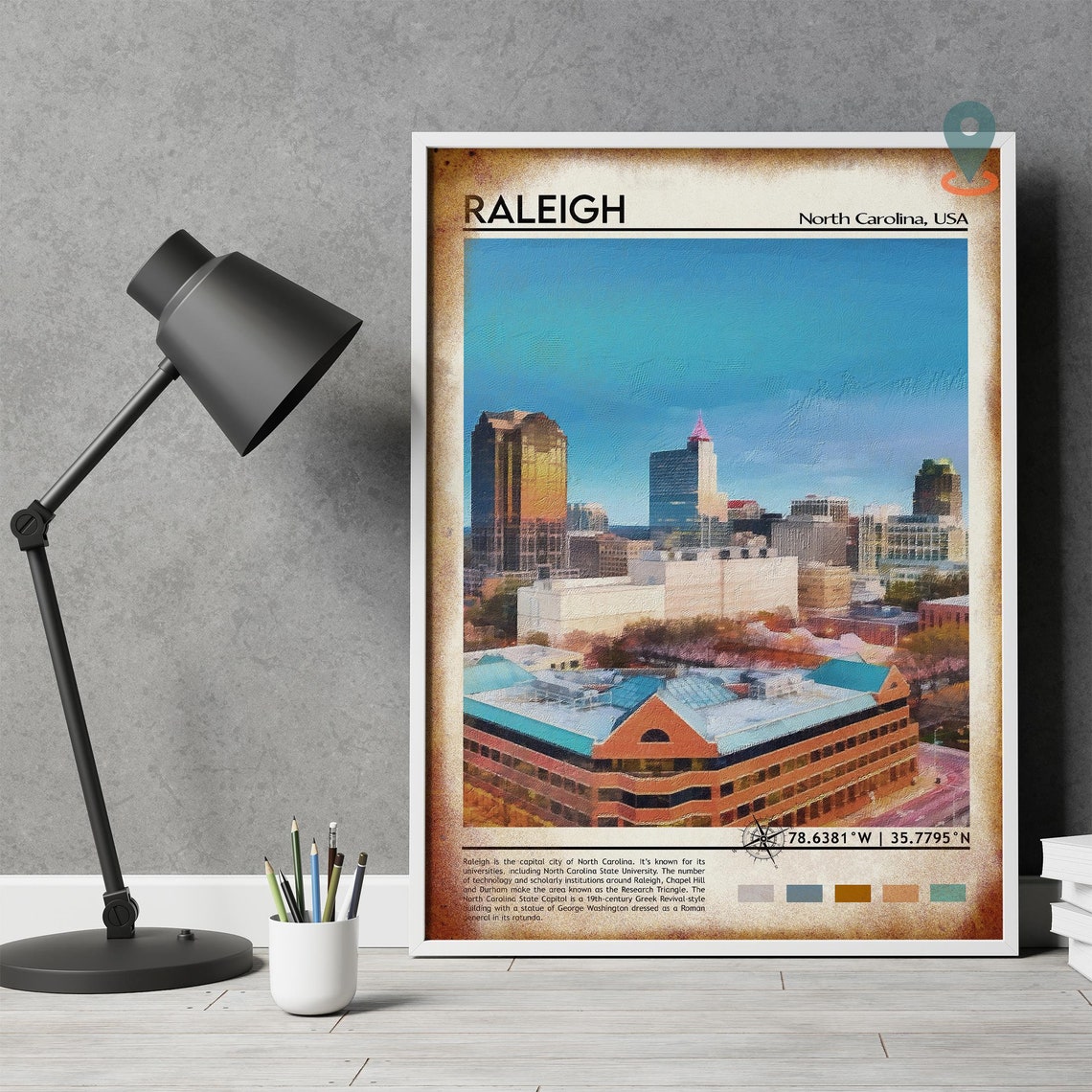 Raleigh North Carolina Downtown Skyline at Dusk USA Travel Poster - Image 4
