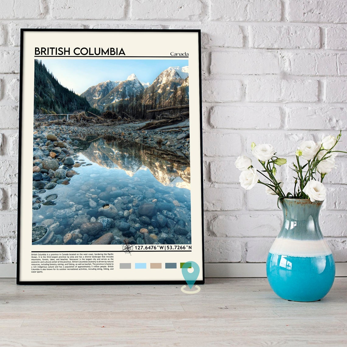 British Columbia Rocky Mountain Stream Reflection Nature Poster - Image 3
