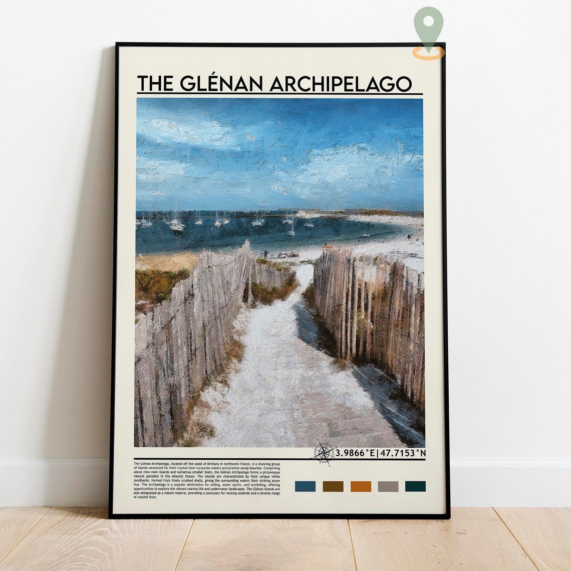 The Glenan Archipelago France Sandy Beach Sailboats Travel Poster - Image 2