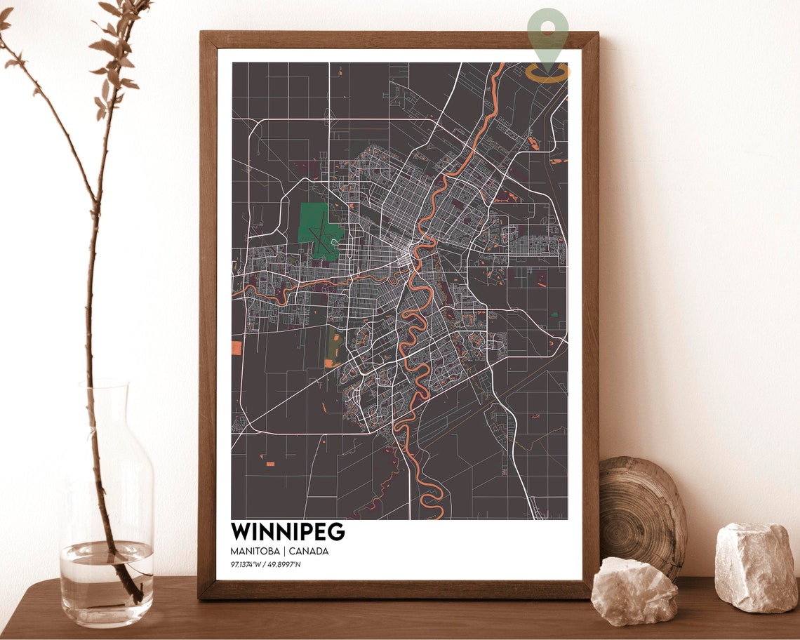 Winnipeg Manitoba Canada Emerald Green Modern City Map Grid Poster - Image 5