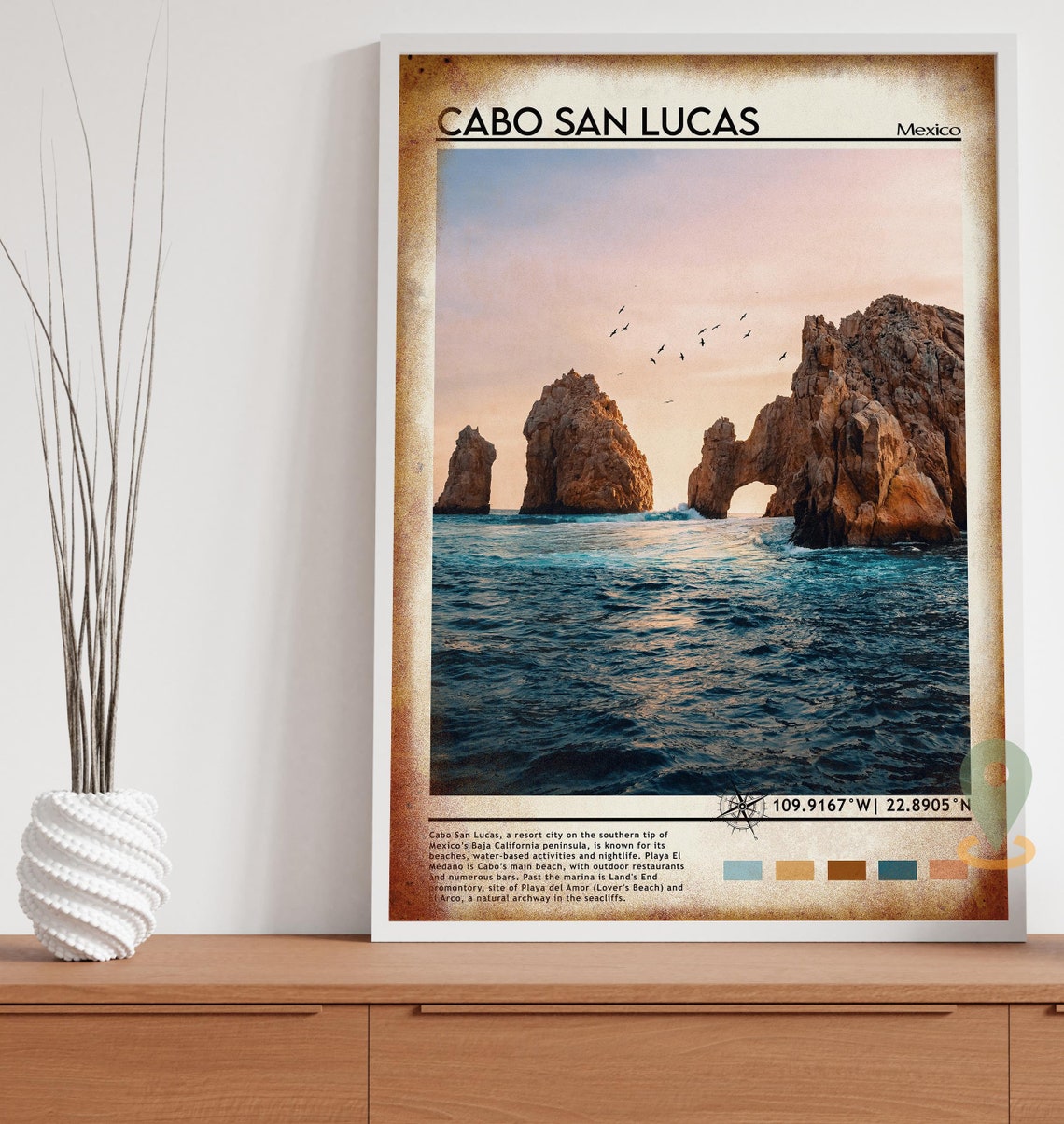 Cabo San Lucas Mexico El Arco Natural Arch Sunset Travel Poster - Image 5