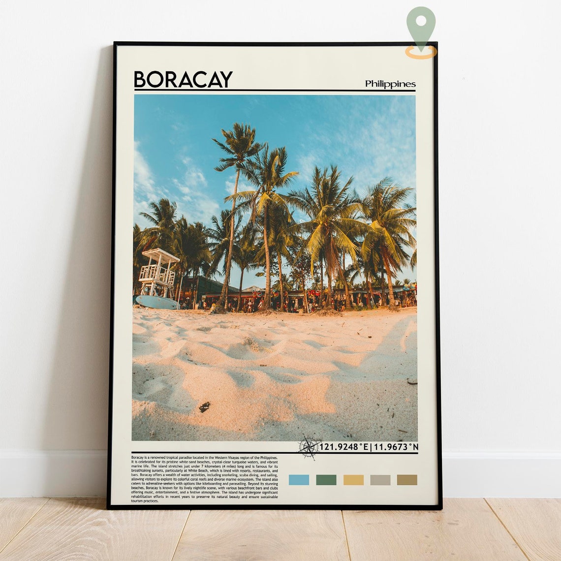 Boracay Philippines White Sand Beach Palms Photo Travel Poster - Image 2