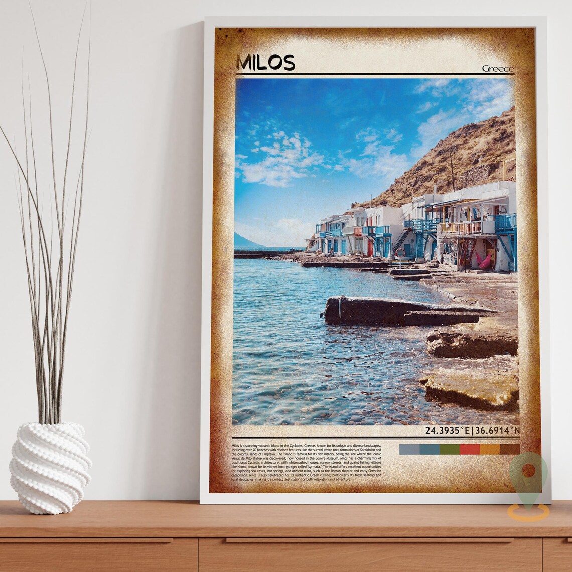 Milos Greece Island Fishing Village Colorful Doors Seaside Poster - Image 3