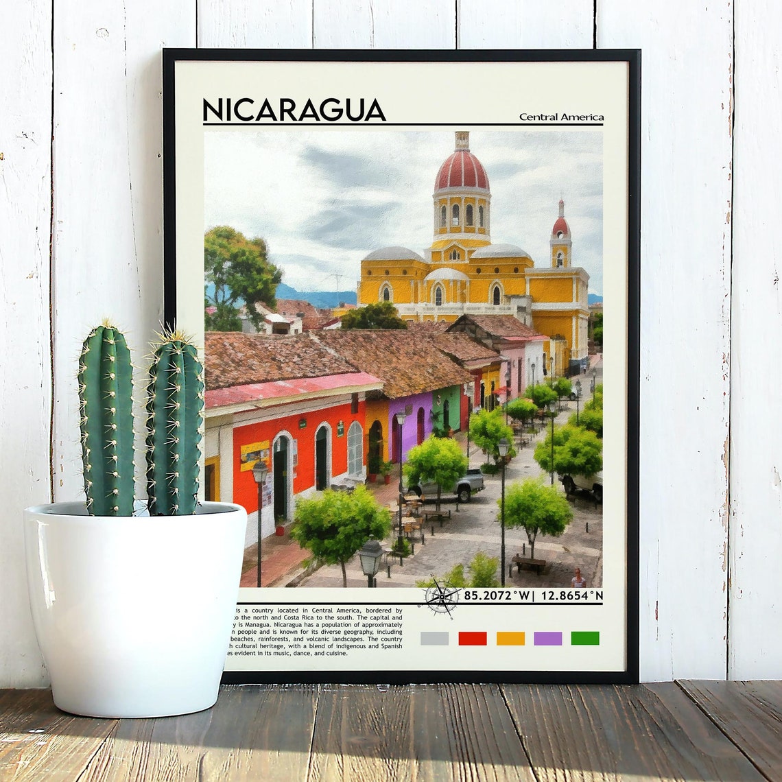 Nicaragua Print Vintage Poster Nicaragua Wall Art Nicaragua Poster Nicaragua Photo Nicaragua Map Nicaragua Wall Decor - Image 3