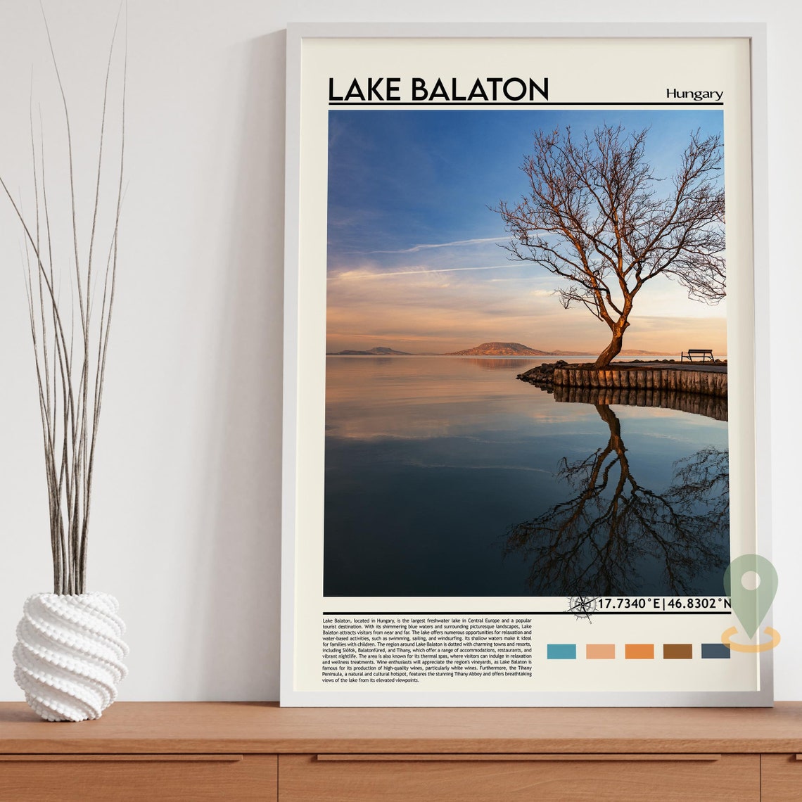 Lake Balaton Hungary Sunset Lakeside Reflection Travel Poster - Image 3