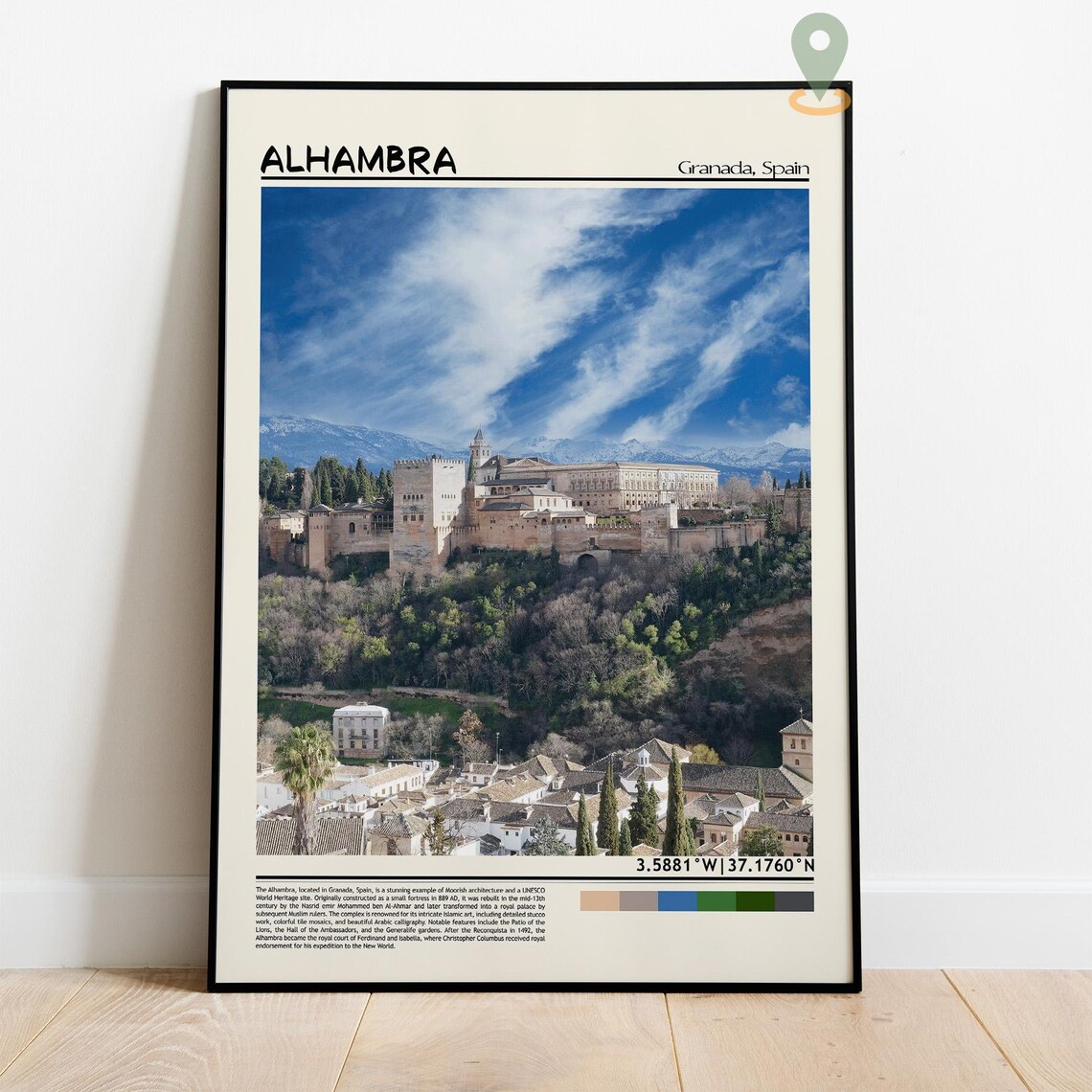 Alhambra Granada Spain Moorish Palace Hilltop Summer Photo Poster - Image 4