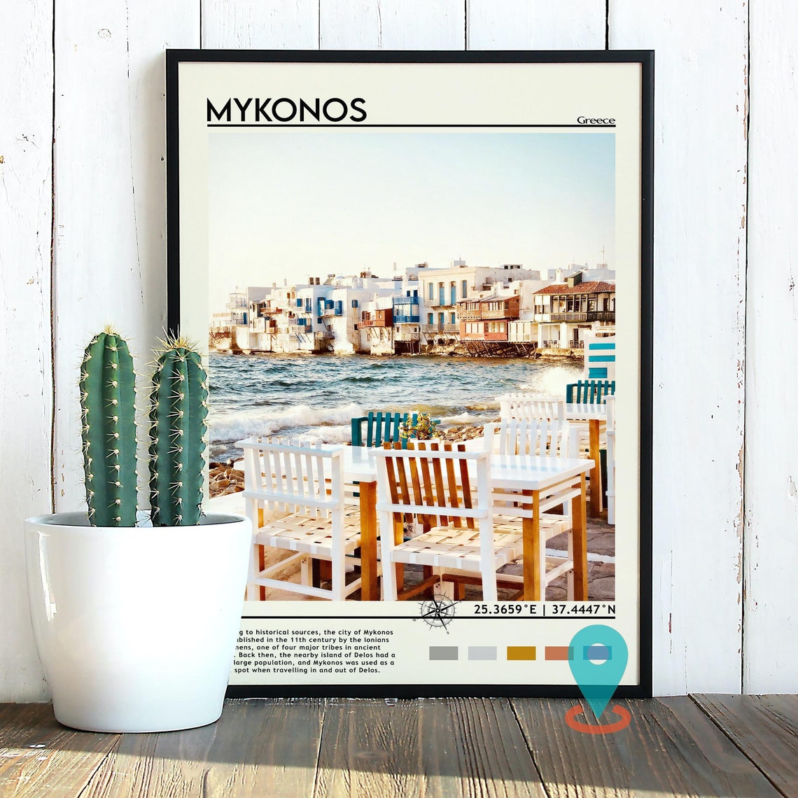 Mykonos Travel Poster Mykonos Print Mykonos Wall Art Mykonos Vintage Poster Mykonos Photo Mykonos Poster Print Greece Poster Print - Image 2