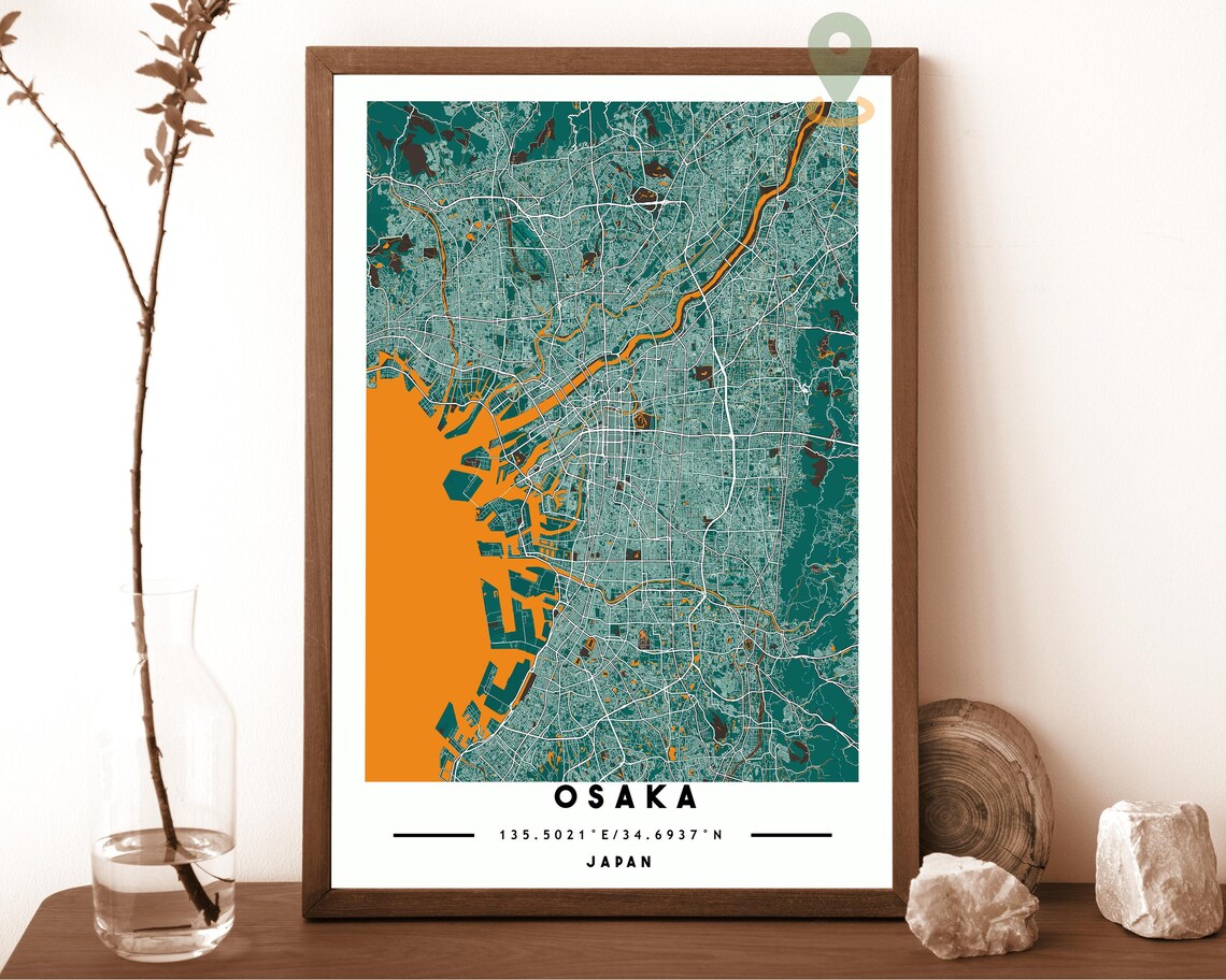Osaka Japan City Street Map Modern Gold Art Print for Japan Travel Lovers - Image 3