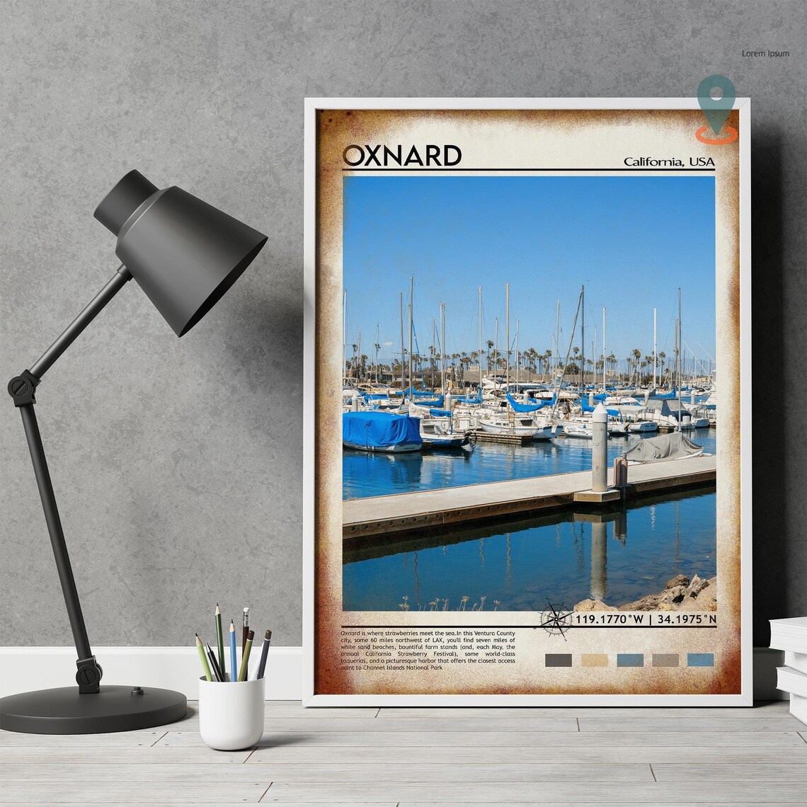 Oxnard California Marina Harbor Sailboats Scenic Travel Poster - Image 4