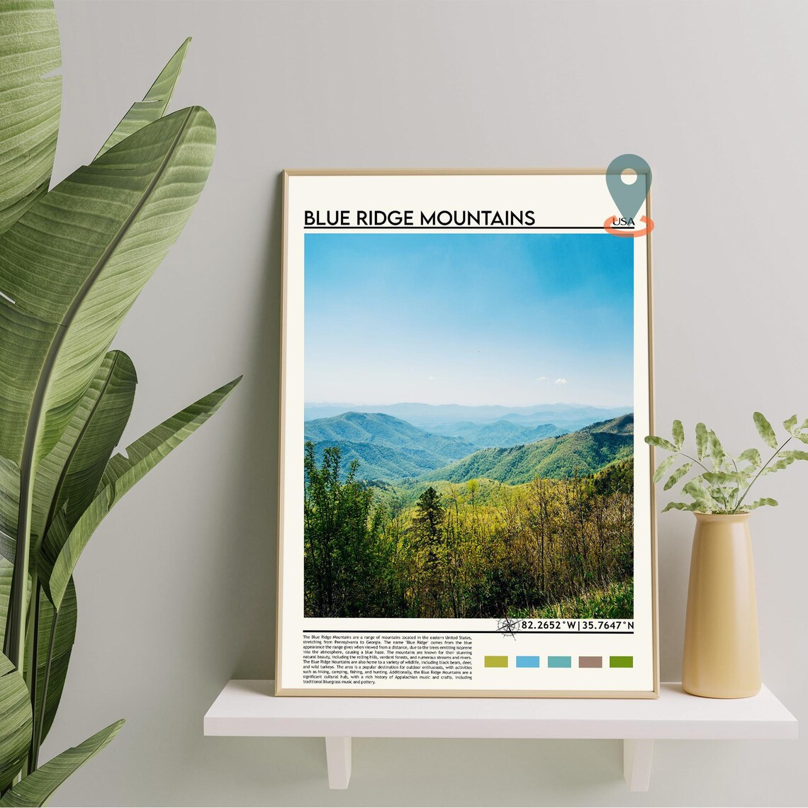 Blue Ridge Mountains USA Layered Peaks Photo Nature Travel Wall Art - Image 2