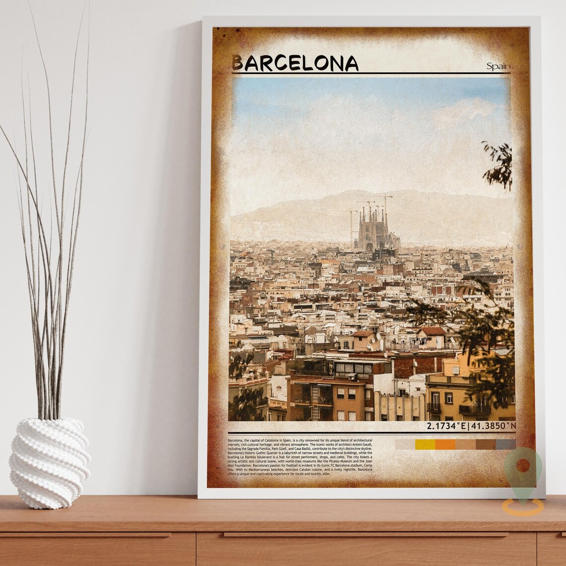 Barcelona Spain Sagrada Familia Rooftop View Panorama Poster - Image 3