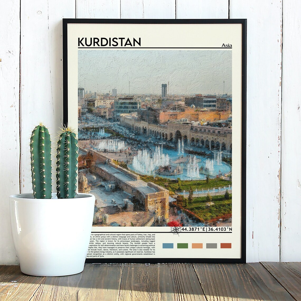 Kurdistan Asia City Plaza Dancing Fountains Stone Arcades Travel Poster - Image 5