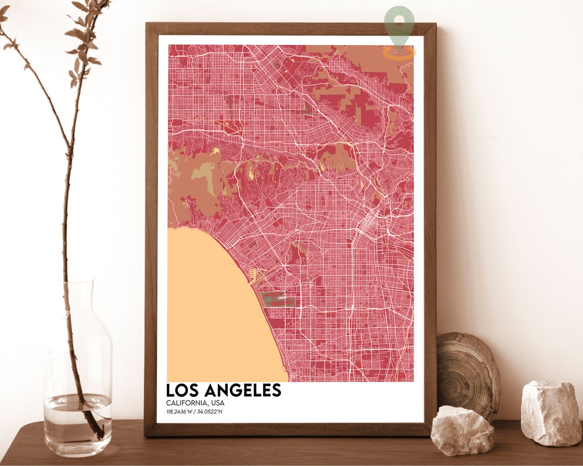 Los Angeles Map Los Angeles Map Print Los Angeles City Map Los Angeles Wall Art Los Angeles Travel Poster Los Angeles California Print - Image 4