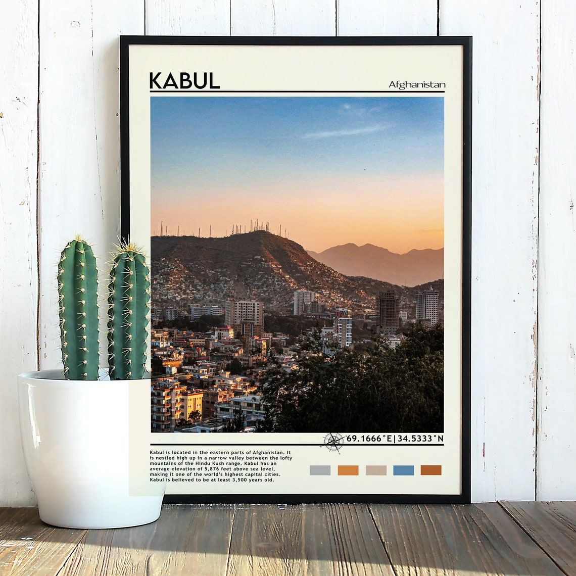 Kabul Afghanistan Sunset Cityscape Mountains Urban Travel Print - Image 5