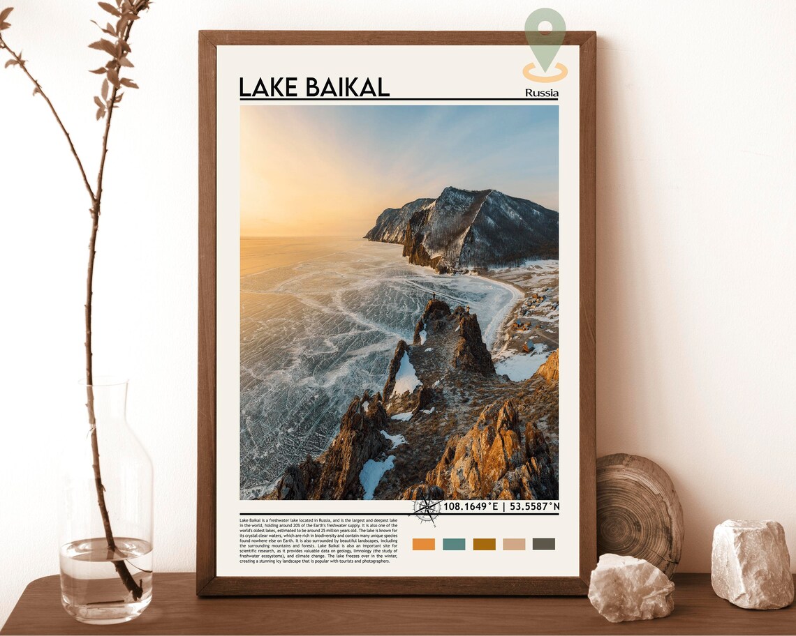 Lake Baikal Russia Frozen Cliffs Winter Photo Travel Art Poster