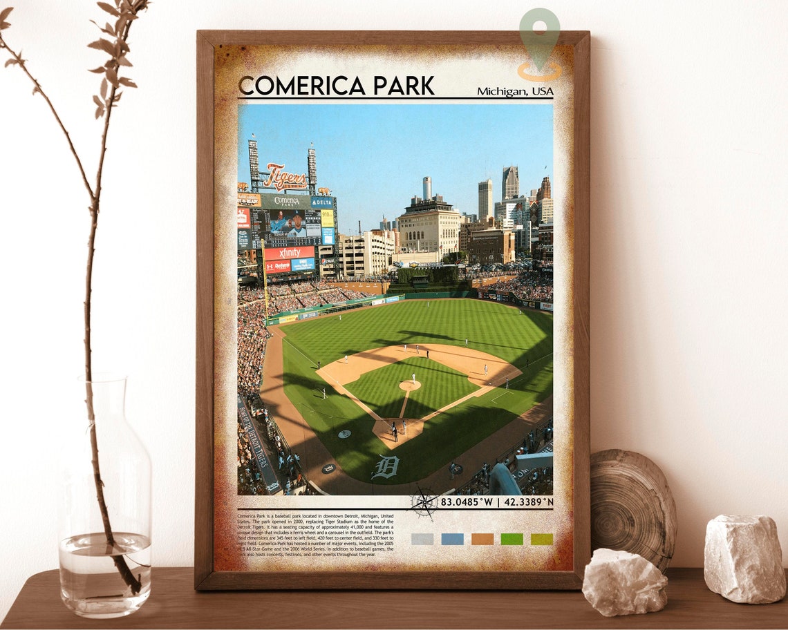 Comerica Park Michigan Detroit Tigers Baseball Stadium Poster - Image 6