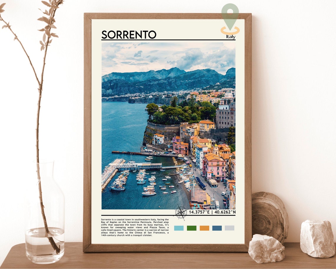 Sorrento Italy Cliffside Marina Colorful Harbor Bay View Poster