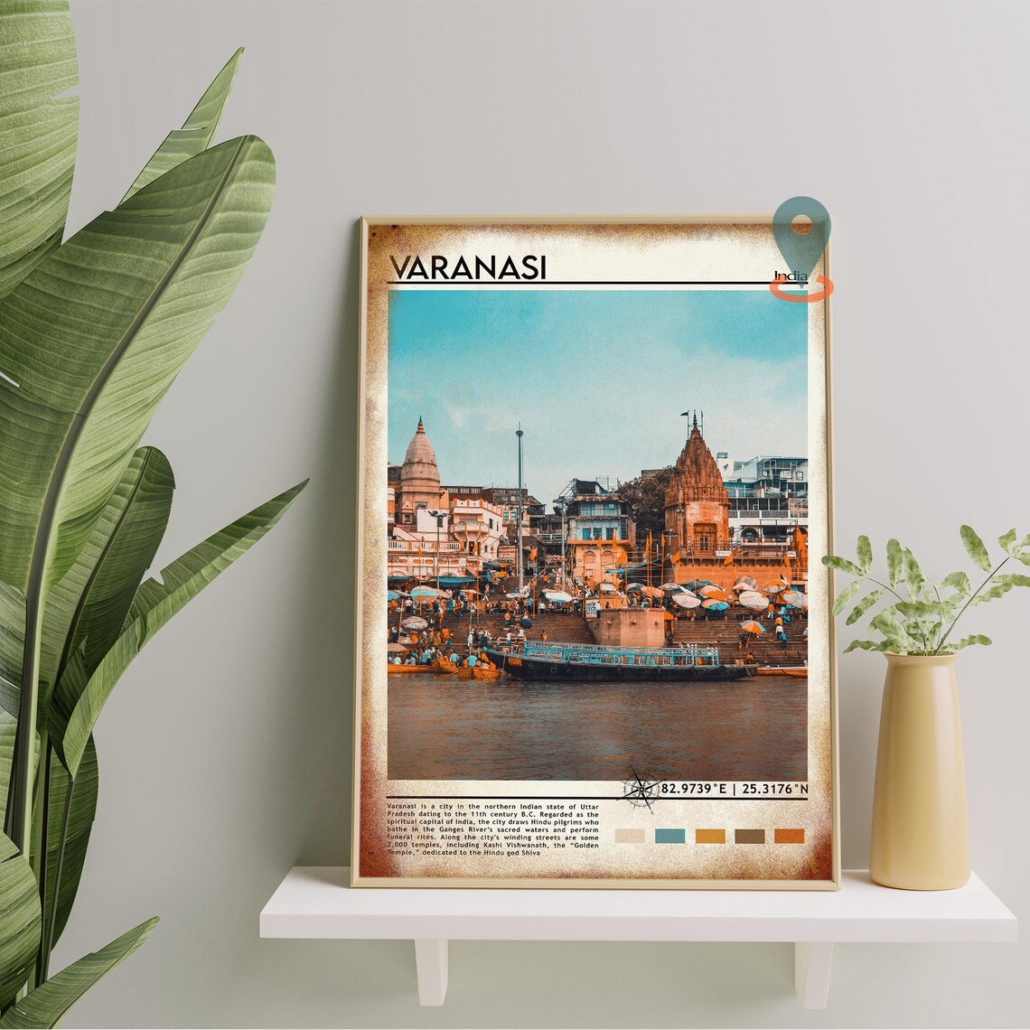 Varanasi India Sacred Ganges River Ghats Temple Photo Art Poster - Image 2