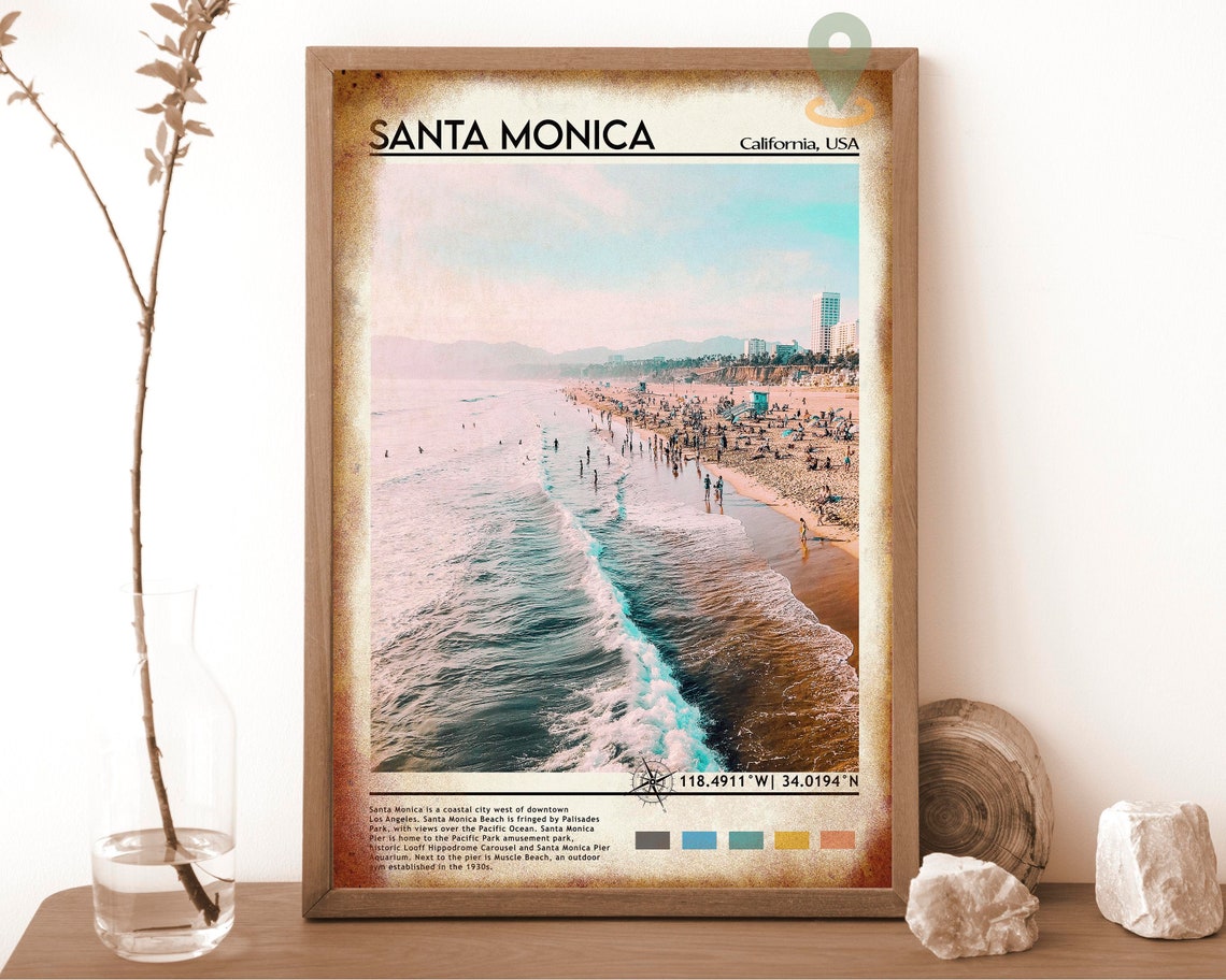 Santa Monica California Beach Aerial Photo Travel Poster Home Decor - Image 6