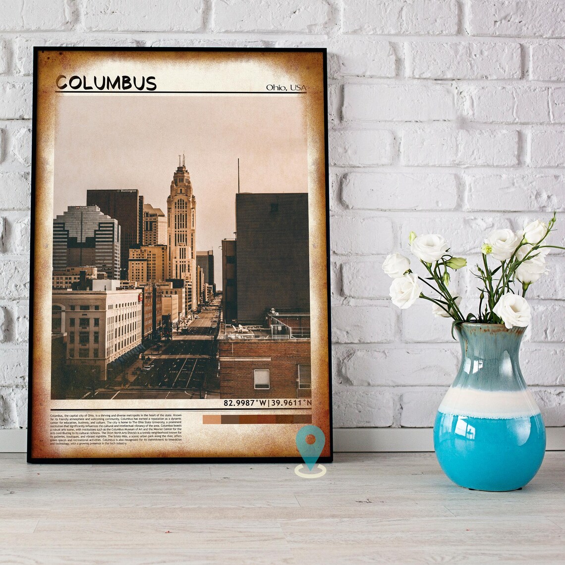 Columbus Ohio Downtown Skyline Sunset Cityscape Travel Poster - Image 5