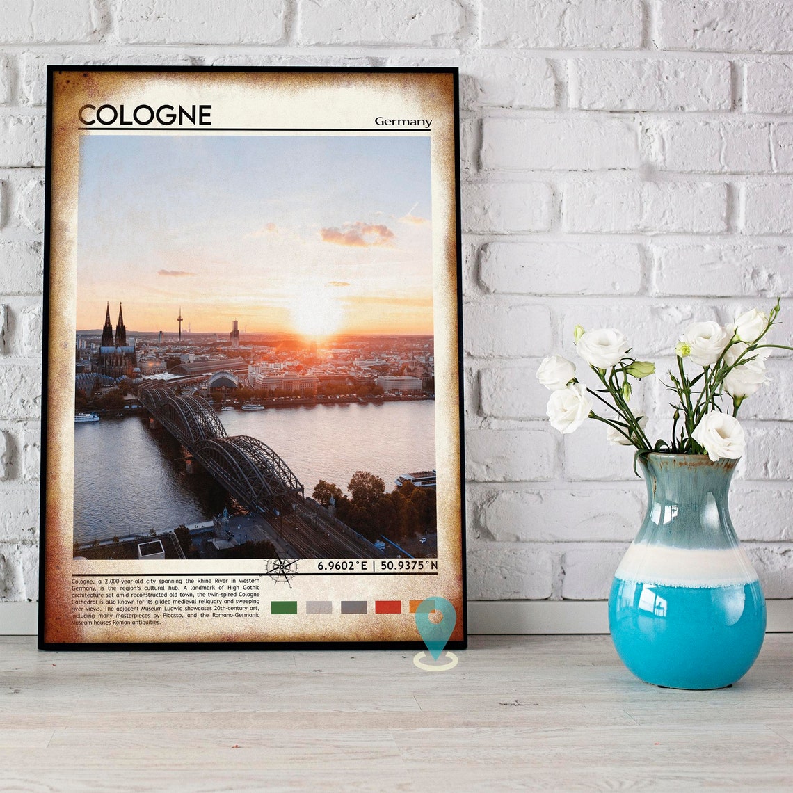 Cologne Germany Rhine River Sunset Cathedral City Skyline Poster - Image 4