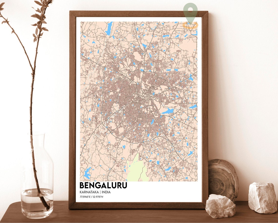Bengaluru Karnataka India Deep Midnight Purple City Map Poster - Image 5