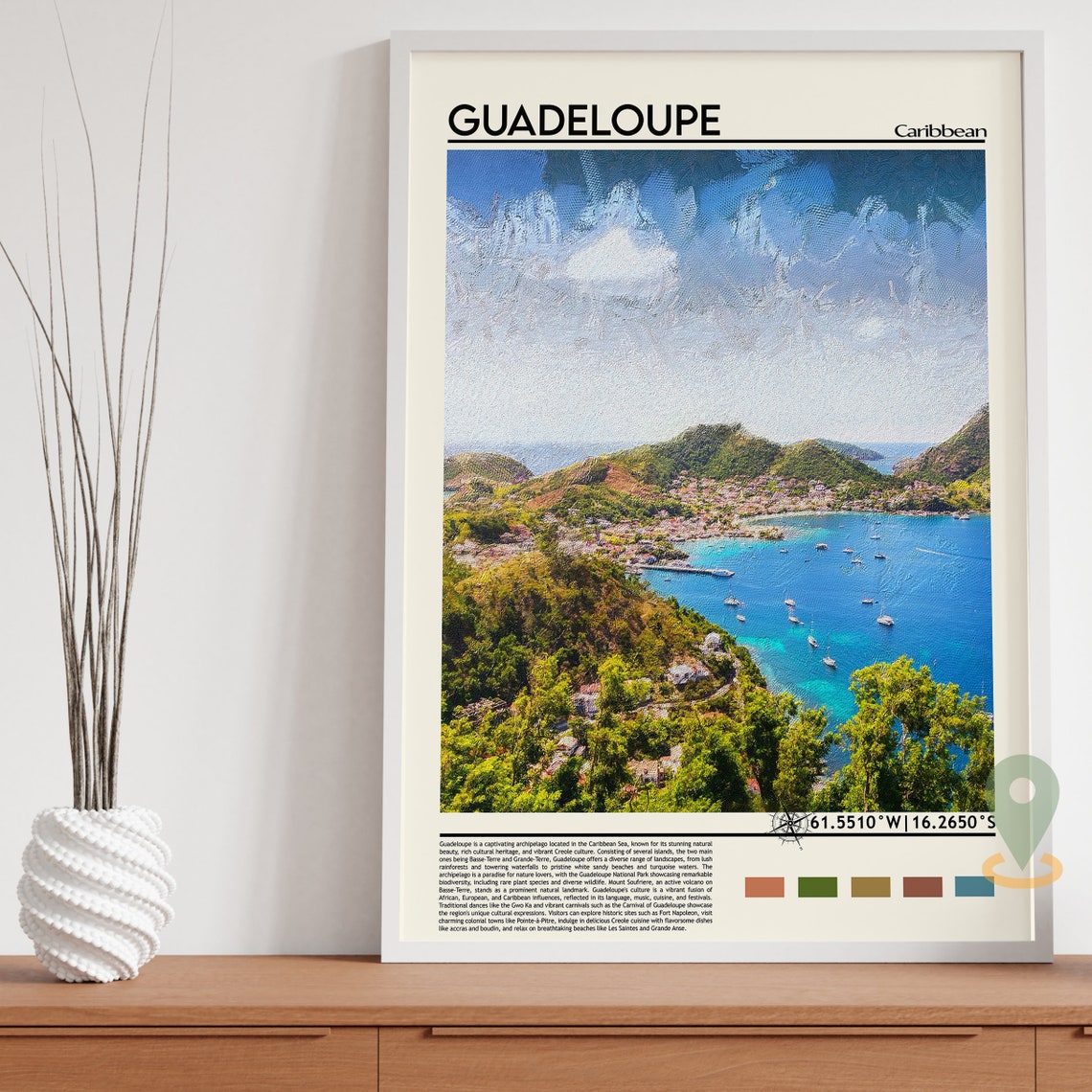 Guadeloupe Print Guadeloupe Poster Guadeloupe Wall Art Guadeloupe Travel Print Guadeloupe Art Print Guadeloupe Artwork Caribbean Print - Image 3