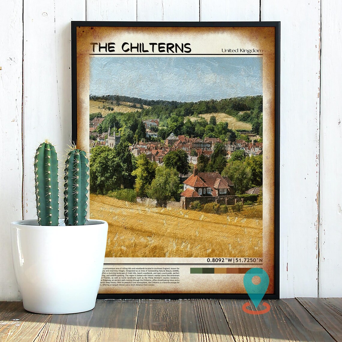 The Chilterns England Village Church Countryside Travel Poster - Image 2
