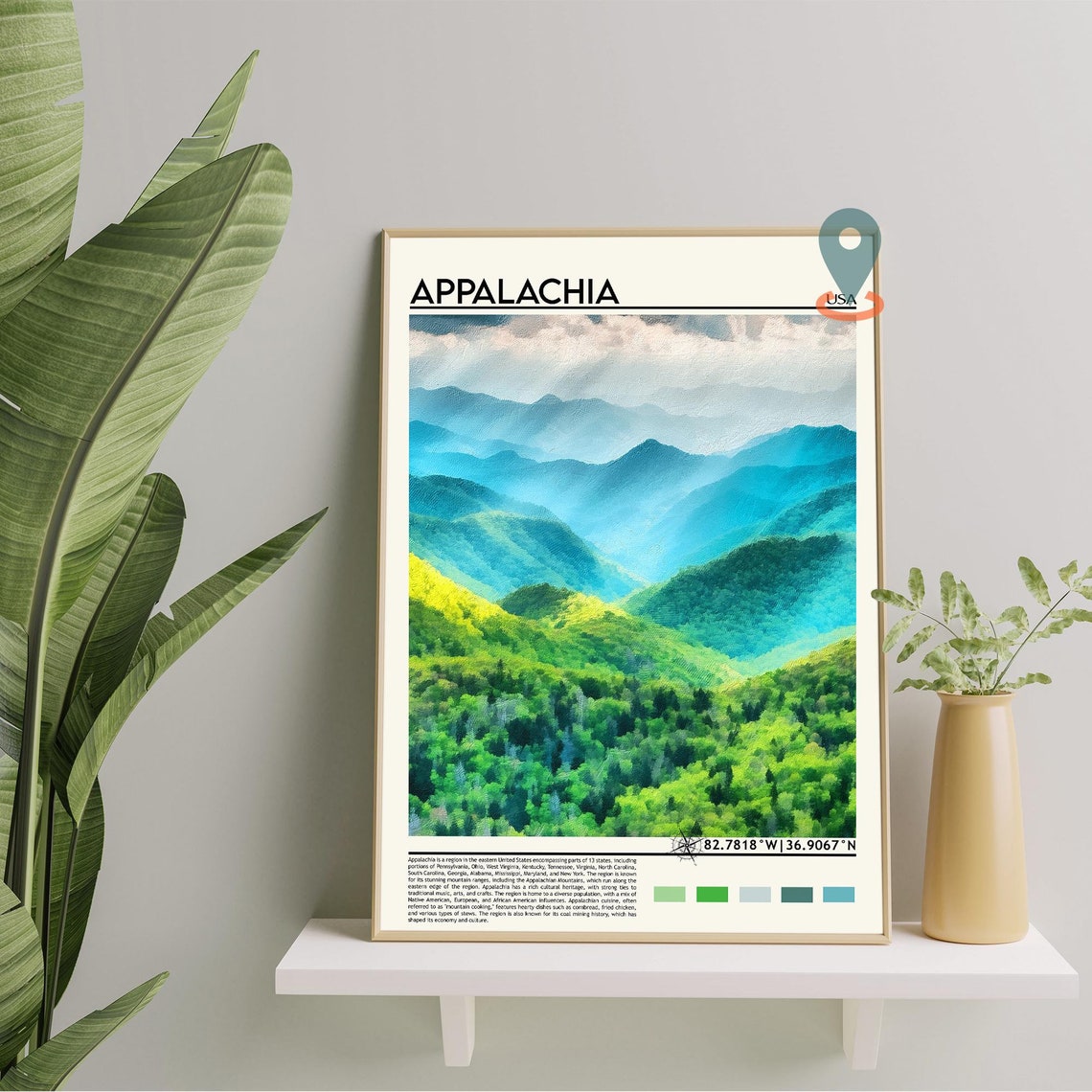 Appalachia USA Blue Misty Mountain Layers Painterly Landscape Poster - Image 3