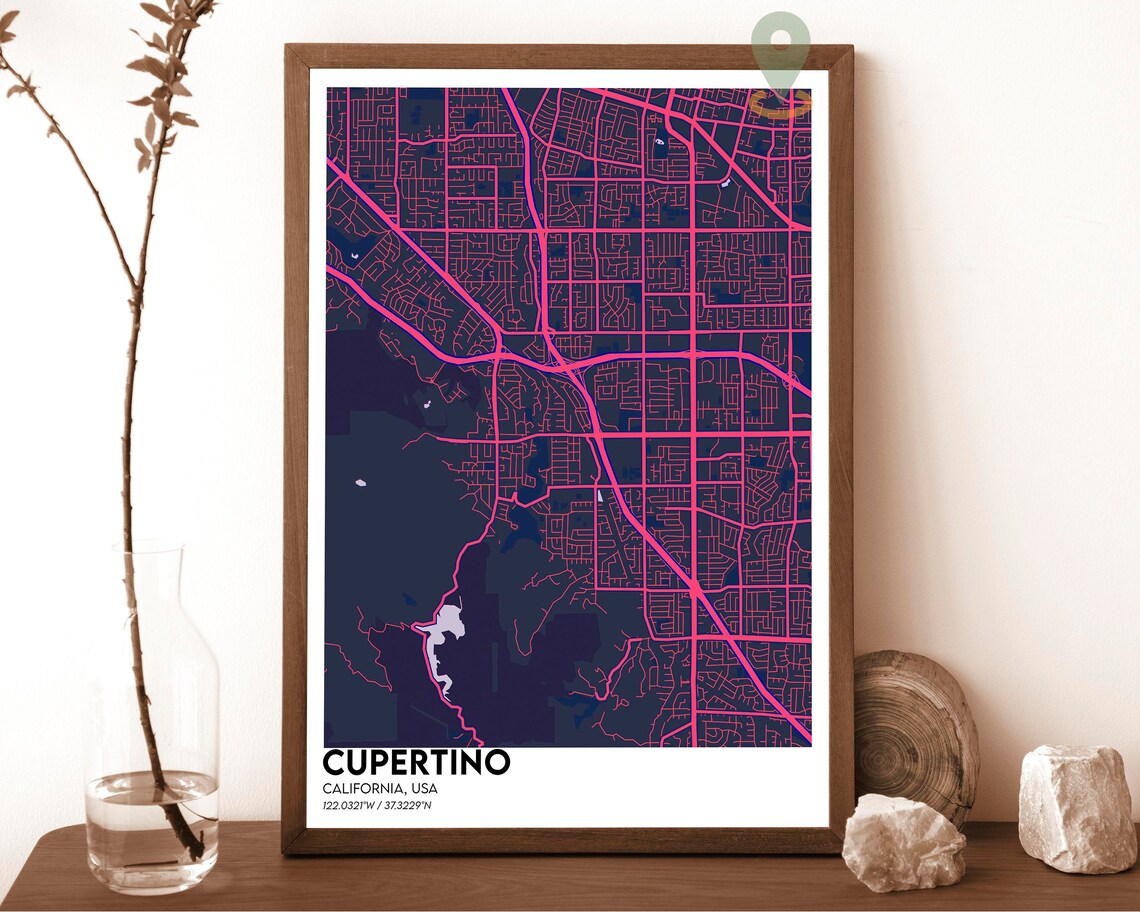 Cupertino California Silicon Valley City Map Art Print for Tech Gift Shoppers - Image 2
