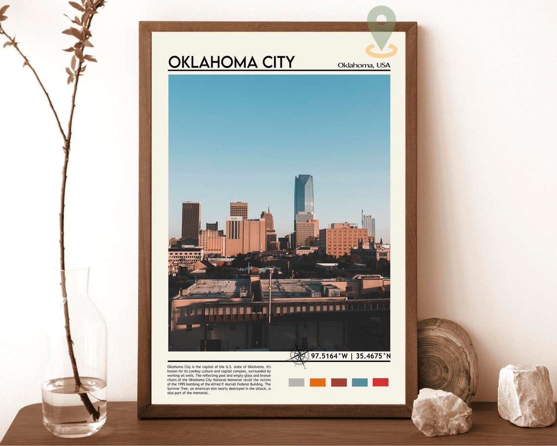 Oklahoma City Print Oklahoma City Poster Oklahoma City Wall Art Oklahoma City Travel Oklahoma City Art Print Oklahoma City Artwork