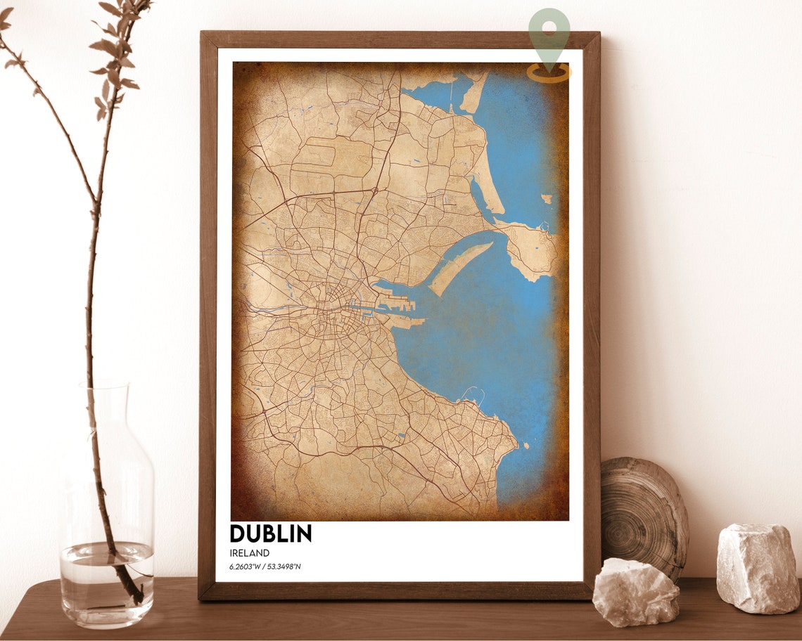 Dublin Ireland Charcoal Orange Vintage Modern City Map Poster - Image 6