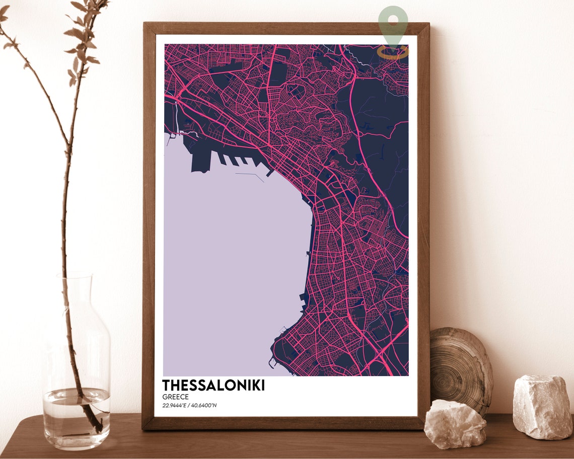 Thessaloniki Map Thessaloniki Map Print Thessaloniki City Map Thessaloniki Wall Art Thessaloniki Travel Poster Thessaloniki Poster - Image 2