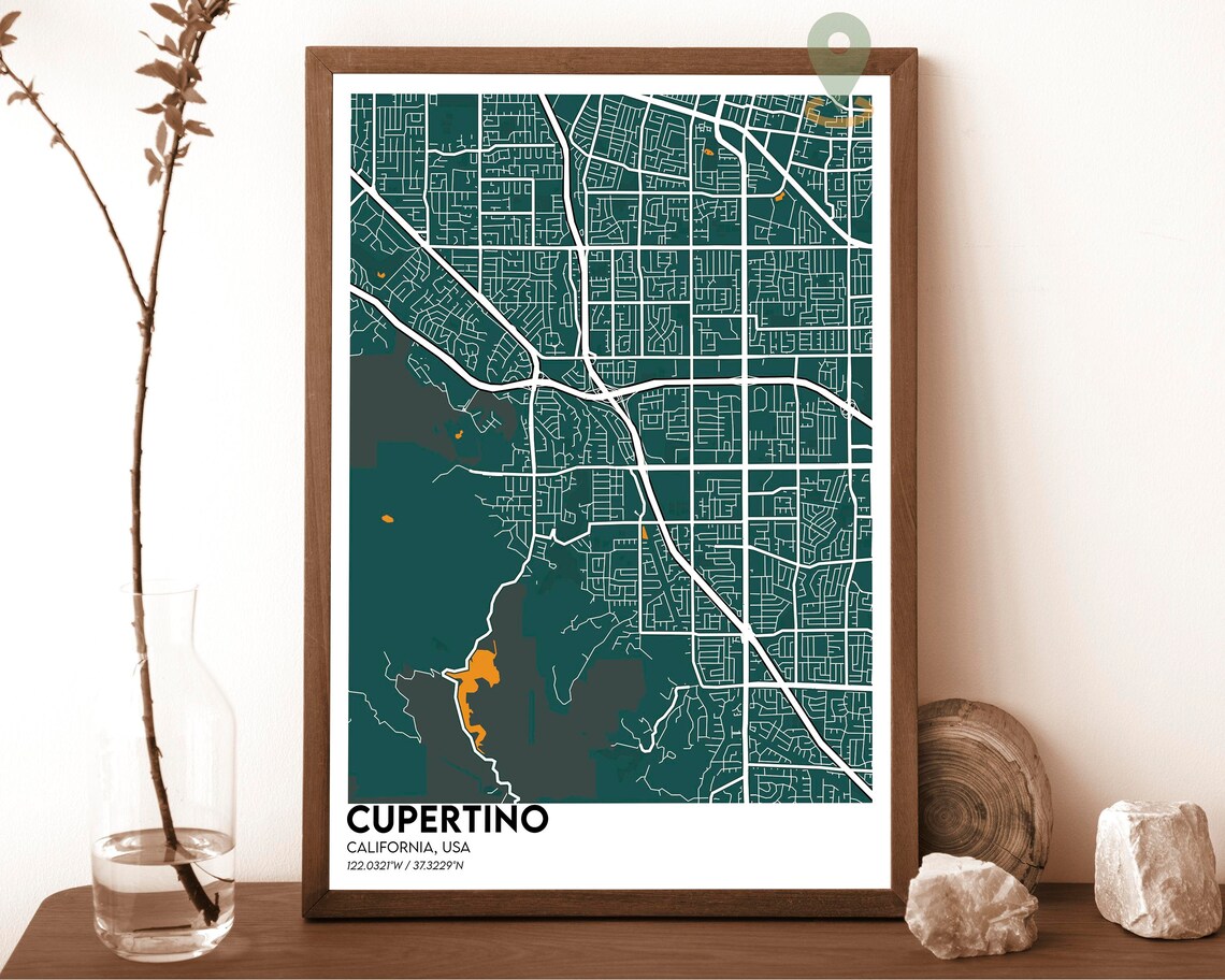 Cupertino California Silicon Valley City Map Art Print for Tech Gift Shoppers - Image 3