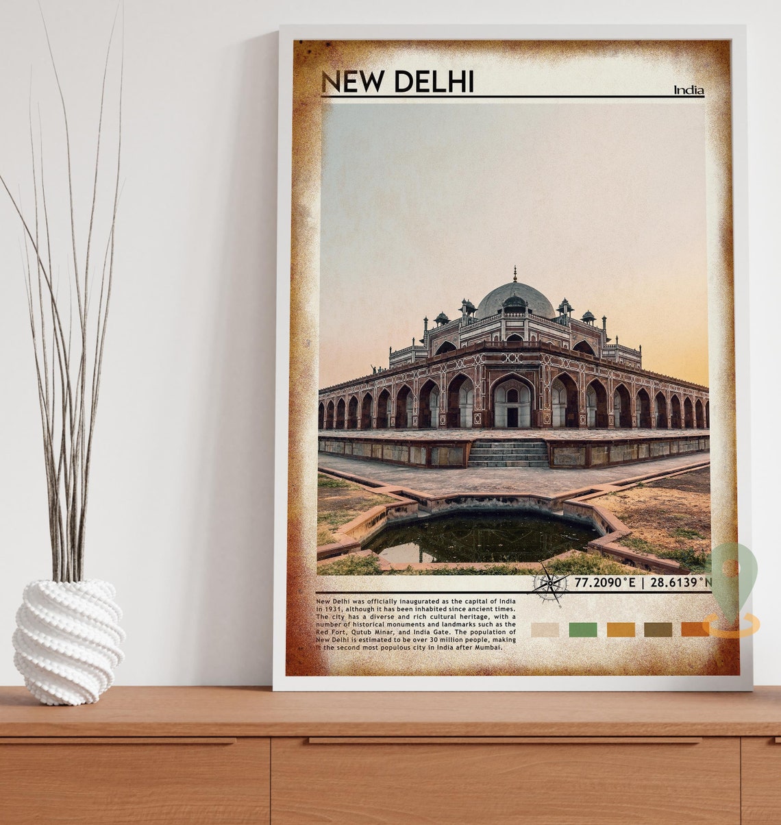 New Delhi India Grand Domed Monument Mughal Architecture Sunset Poster - Image 3
