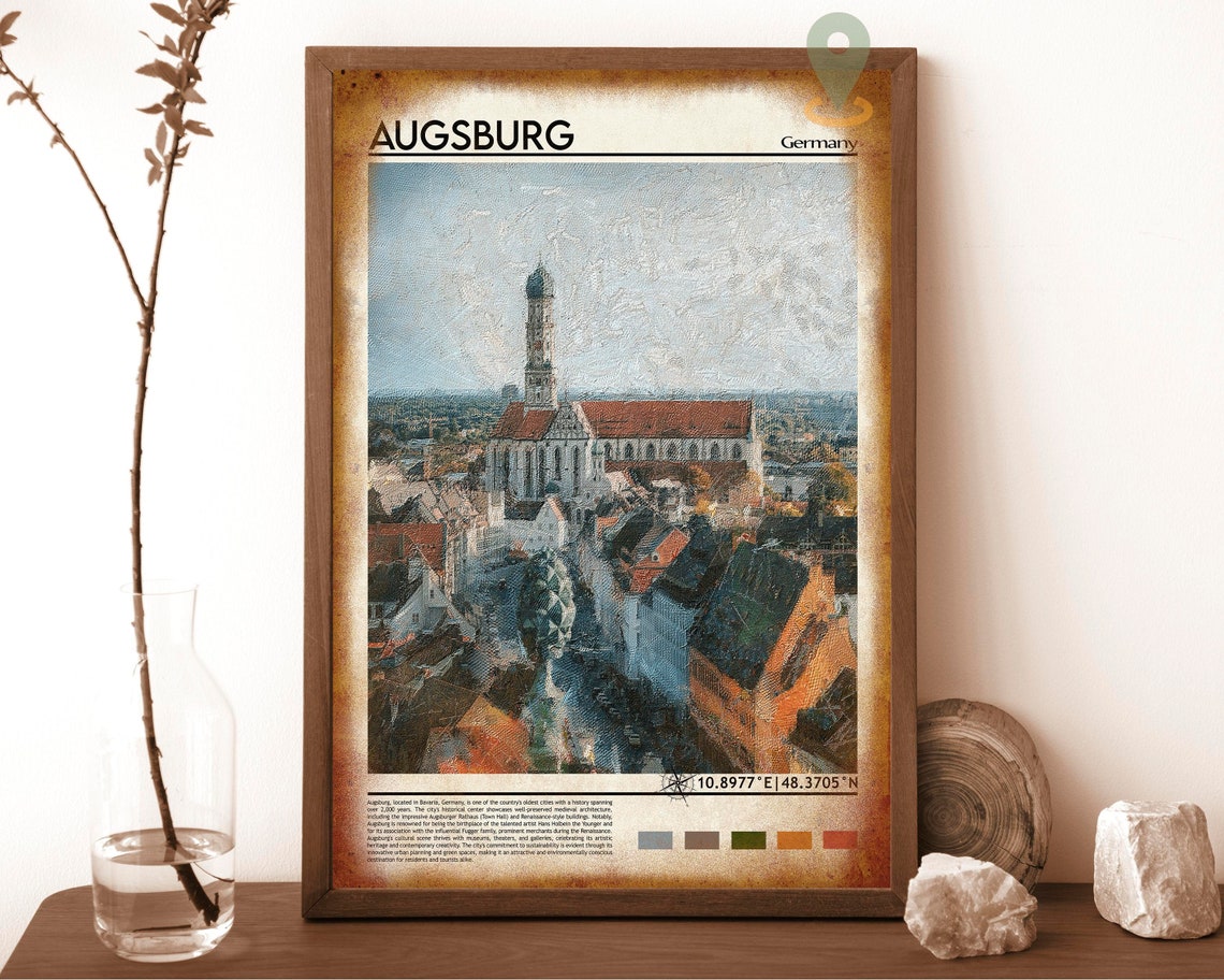 Augsburg Germany Historic Old Town Church Tower Travel Poster - Image 6