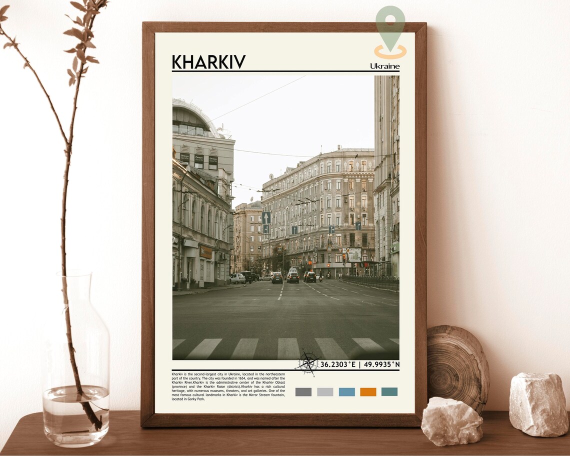 Kharkiv Ukraine Historic European Street Architecture Travel Poster