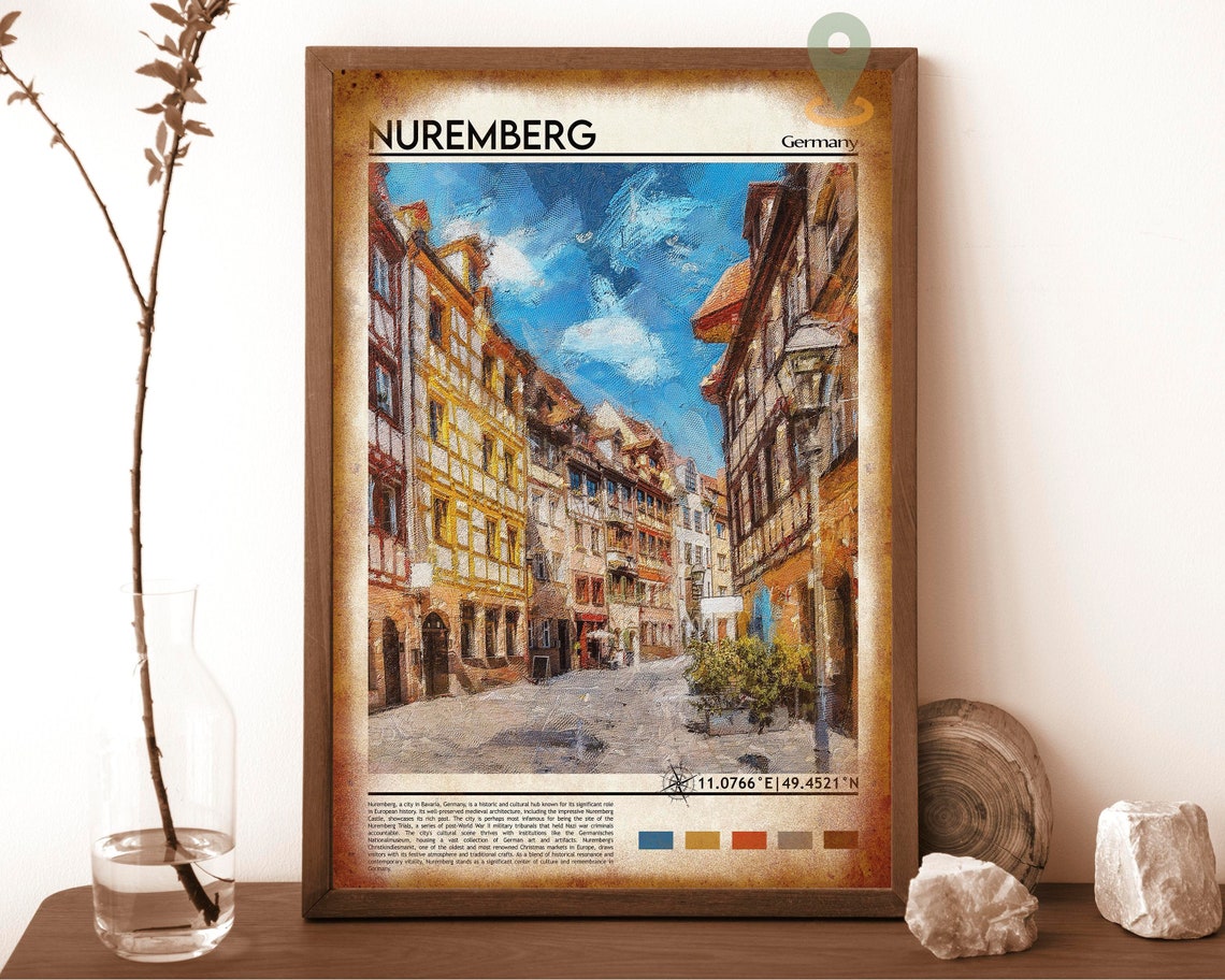 Nuremberg Germany Old Town Half Timbered Street Painting Poster - Image 6