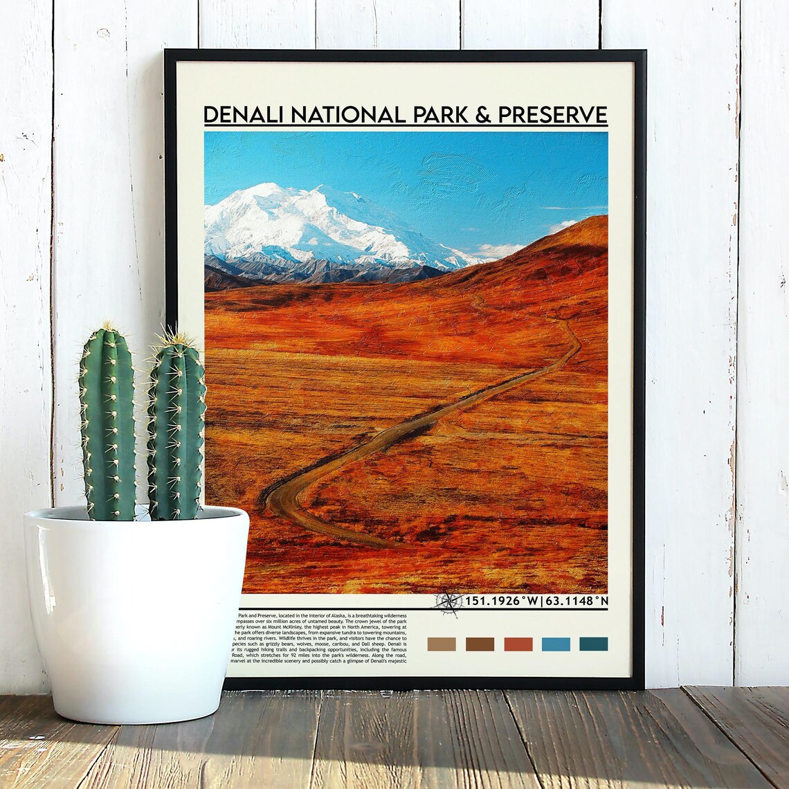 Denali National Park Alaska Snowy Peak Autumn Tundra Wilderness Travel Poster - Image 5